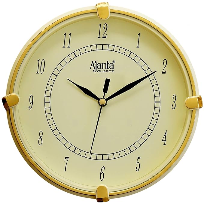 Ajanta Plastic Abstract Round Analog Wall Clock (18.8 Cm X 18.8 Cm X 3.5 Cm, Ivory)