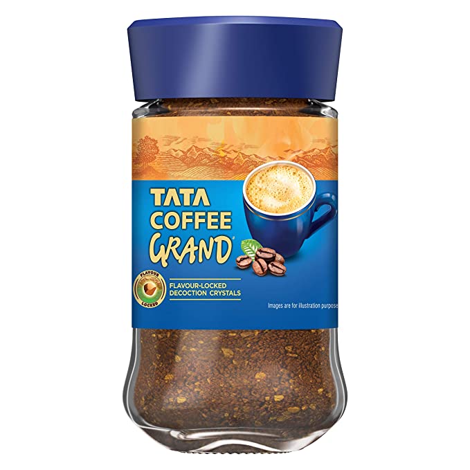 Tata Coffee Grand Classic Instant Coffee | Strong Taste & Rich Aroma | With Flavour Locked Decoction Crystals | 50g Jar