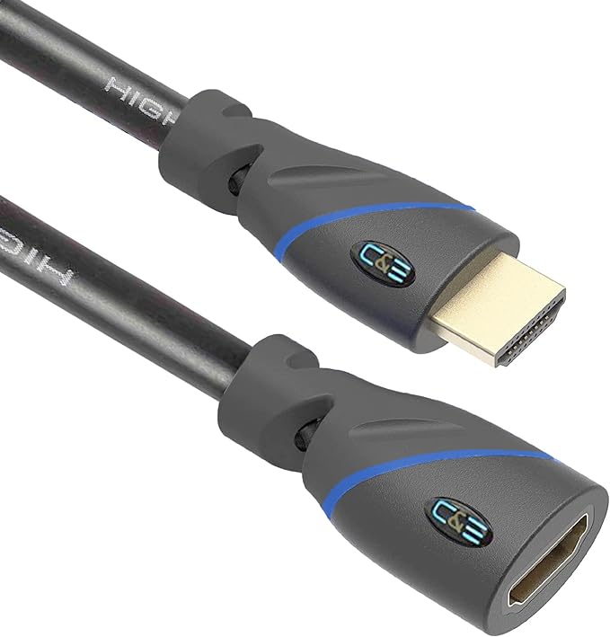 [Apply Coupon] - [Size: 10 Feet (2-Pack)] - C&E High Speed HDMI Cable Male to Female with Ethernet Black (10 Feet/3.0 Meters), (2 Pack)