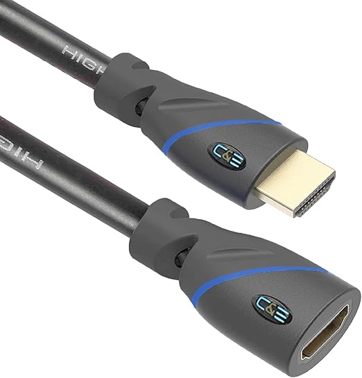 C&E High Speed HDMI Cable Male to Female with Ethernet Black (15 Feet/4.5 Meters), (2 Pack)
