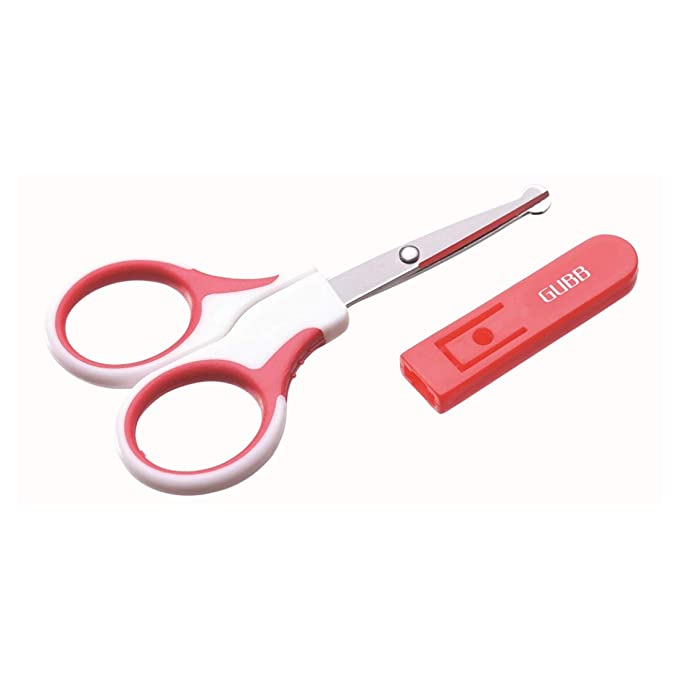 GUBB Safety Scissor For Hair Cutting, Moustache & Beard Trimming For Men & Women (Red)