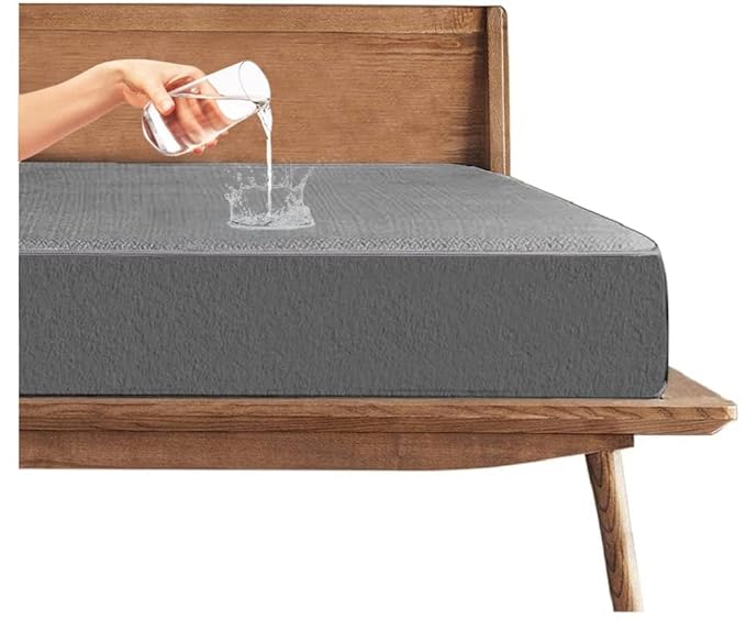 [Size: 78x72] - Trance 100% Waterproof Premium Cotton Feel Mattress Protector King Size 78x72 Inches | Breathable and Hypoallergenic Ultra Soft Fitted Bed Protector Cover (78"x72" Fits Upto 10 Inches - King, Grey