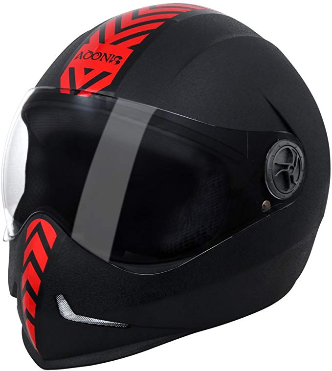 Steelbird 173609 Adonis Dashing Full Face Helmet (Black and Red, L)