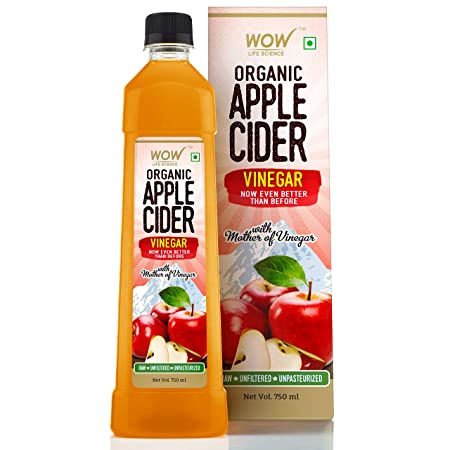 WOW Organic Raw Apple Cider Vinegar - with strand of mother - Not from concentrate - 750mL