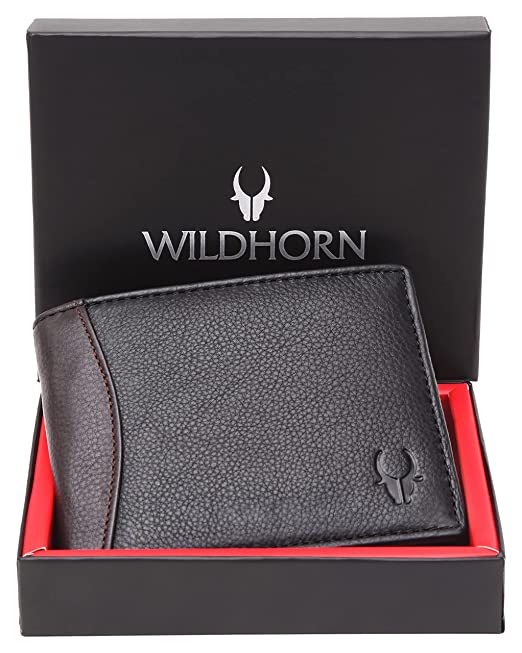 WildHorn Black Leather Wallet for Men I 8 Card Slots I 2 Secret compartments I 2 Currency Compartments