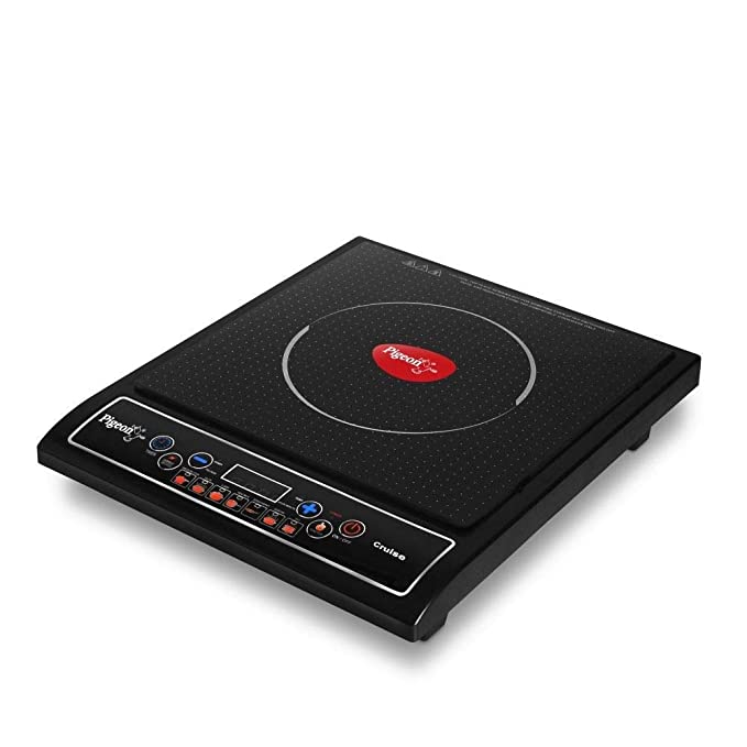 Pigeon by Stovekraft Cruise 1800 watt Induction Cooktop With Crystal Glass,7 Segments LED Display, Auto Switch Off - Black