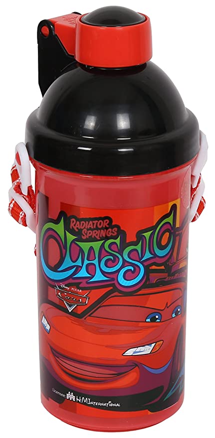 Disney & Marvel Cars Plastic Sipper Water Bottle, 500ml, Multicolour