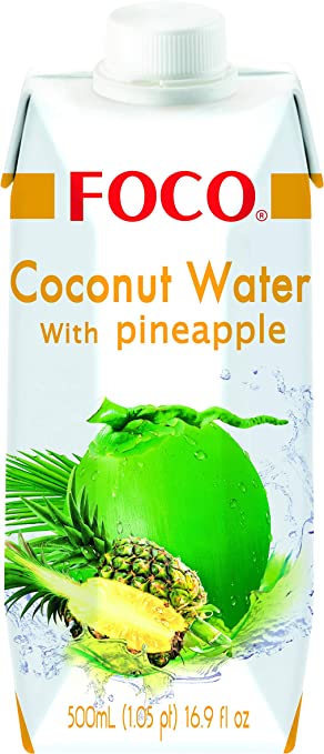 FOCO Coconut Water with Pineapple, White & Yellow, 500 ml