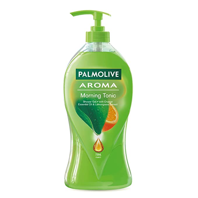 Palmolive Aroma Morning Tonic Body Wash, 750ml Shower Gel Single Pump Bottle, 100% Natural Citrus Essential Oil & Lemongrass Extracts for a Soft and Smooth Skin, pH Balanced Bodywash, Free of Parabens & Silicones 