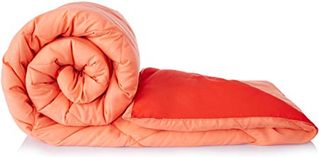 Amazon Brand - Solimo Microfiber Reversible Comforter, Single (Ruby Red & Peach Pink, 200 GSM)