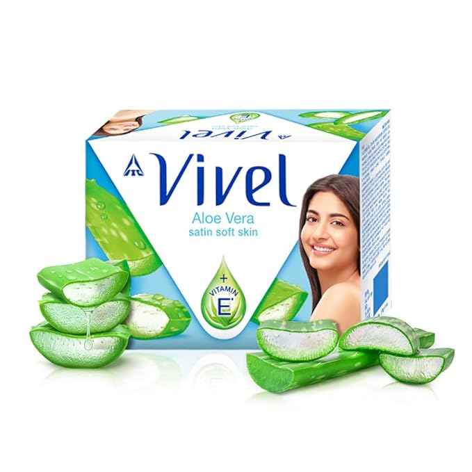 Vivel Aloe Vera Grade 1 Bathing Soap with Vitamin E for Soft Glowing skin, 600g (150g - Pack of 4), Soap for Women & Men, For All Skin Types
