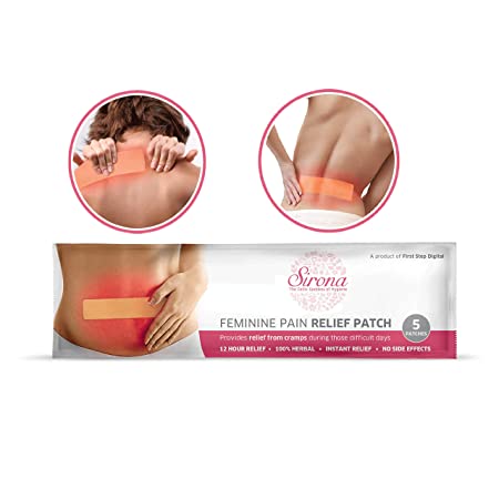 Sirona Herbal Period Pain Relief Patches - Pack of 5 | Instant Relief from Menstrual Cramps | Cool Patches with No Chemical Actives | No Side Effects