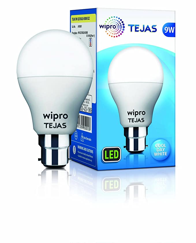 Wipro Tejas Base B22 9-Watt LED Bulb (Cool Day Light)