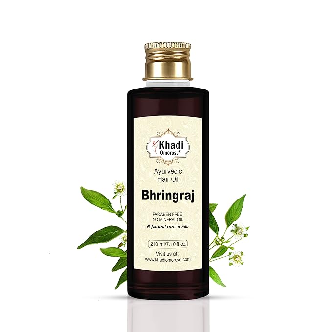 Khadi Omorose Bhringraj Hair Oil |Controls Hair Fall | Promotes Healthy Hair Growth | Mineral Oil Free | Makes Hair Strong, 210ml