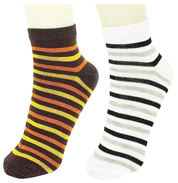 Neska Moda Men's Ankle Socks (Pack of 2) (S297-AnkleQualitySocks-2pc_Brown,White_Free Size)
