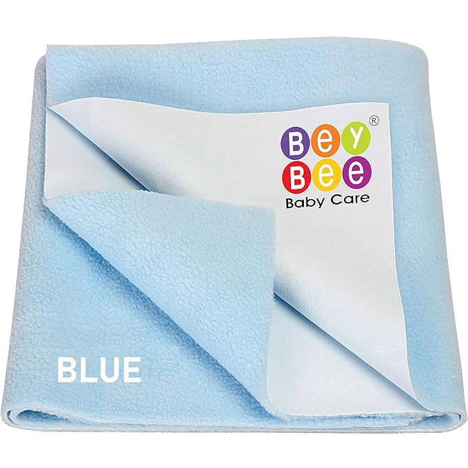BeyBee Waterproof Quick Dry Sheet for Baby| Bed Pad Anti-Piling Fleece Extra Absorbent Washable Matress Protector| Baby Bed Protector Sheet for Toddler Children, Small Size, 50x70cm, Light Blue