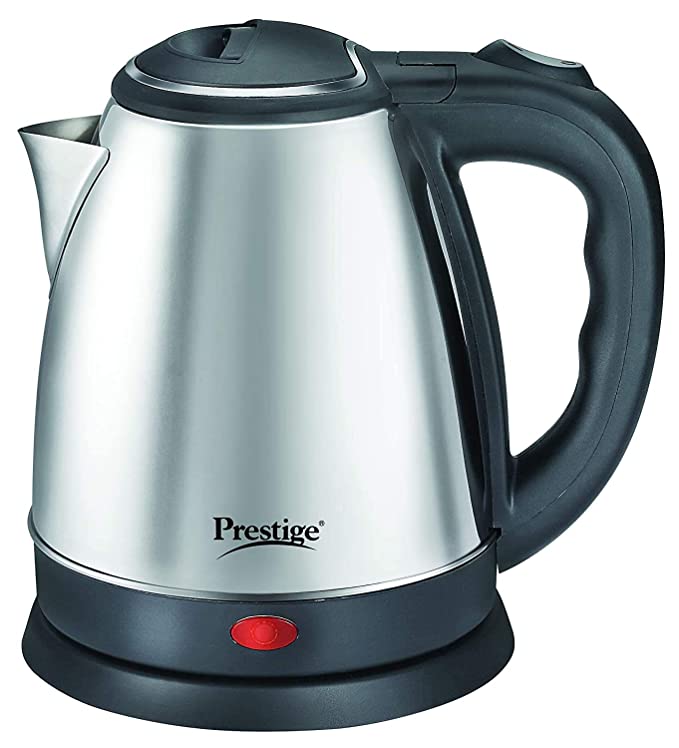 Prestige 1.5 litre PKOSS Stainless Steel Electric Kettle | 1350 Watts| Elegant Design | Cool-touch Handle and Lid | Automatic Cut-Off and Single-Touch Lid Locking. | Silver