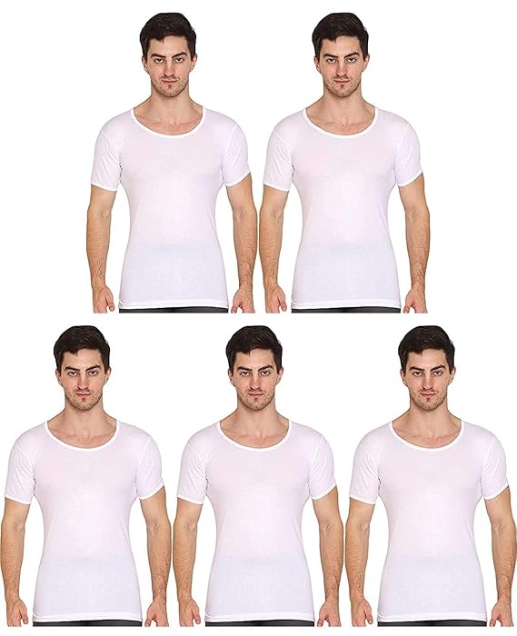 [Size: L] - VIP Men's Half Sleeve Cotton Vests for Everyday Wear  -  Pack of 5