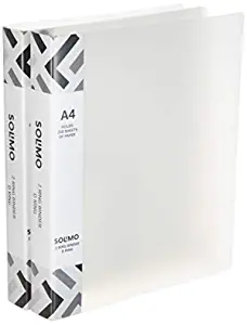 Amazon Brand - Solimo Ring Binder, A4 Size, White, Pack of 2