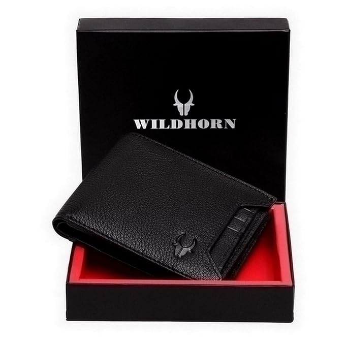 WildHorn® Oliver Black Leather Wallet for Men