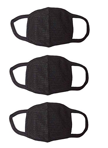 Vocado Cotton Mouth Nose Cover Anti-pollution Mask (Black, Pack of 3)