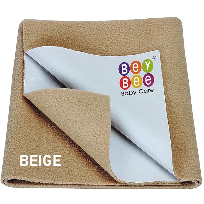 BeyBee Waterproof Quick Dry Sheet for Baby| Bed Pad Anti-Piling Fleece Extra Absorbent Washable Matress Protector| Baby Bed Protector Sheet for Toddler Children, Small Size, 50x70cm, Beige