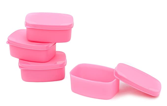 Signoraware Cute Plastic Container Set, 100ml, Set of 4, Pink