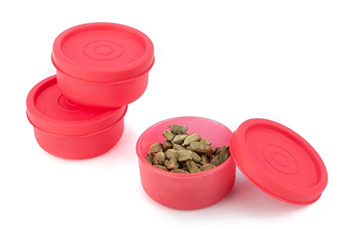 Signoraware Nano Plastic Container Set, 40ml, Set of 3, Red