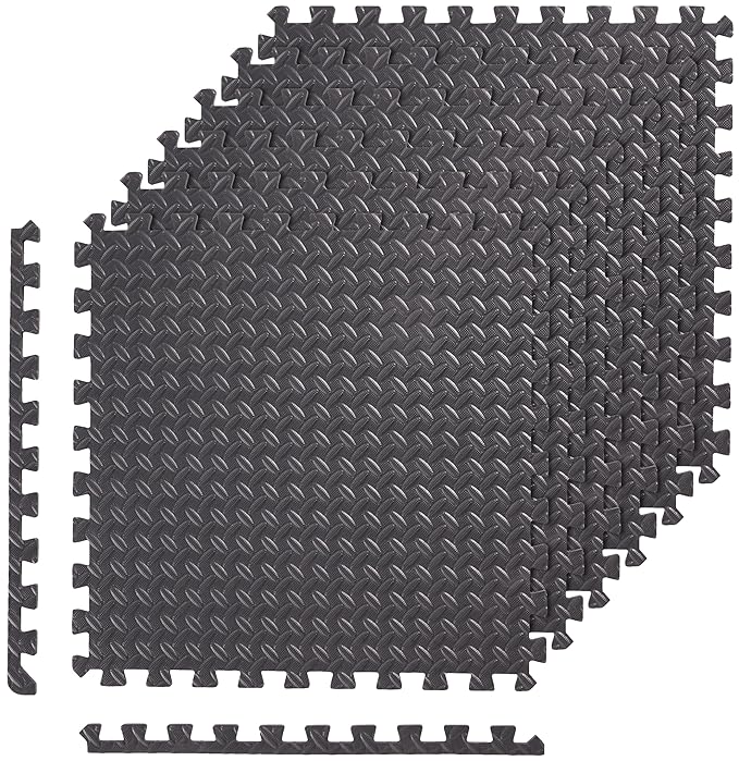 amazon basics, AmazonBasics Puzzle Exercise Mat with EVA Foam Interlocking Tiles - Black