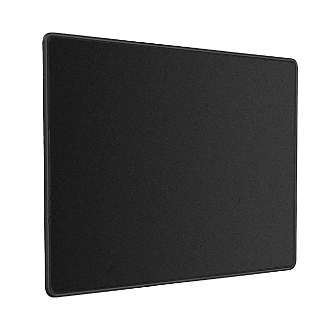 RiaTech (250mm x 210mm x 2mm) Speed Type Mouse Pad with Antifray Stitched Embroidery Edges, Non-Slip Rubber Base Mousepad for Laptop PC - Black with Black Border