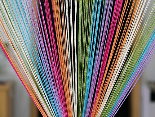 PINDIA Decorative String Thread Room Door Curtain-Multicolor : 7ft x 3.6ft (Multicolor, 7 Feet)