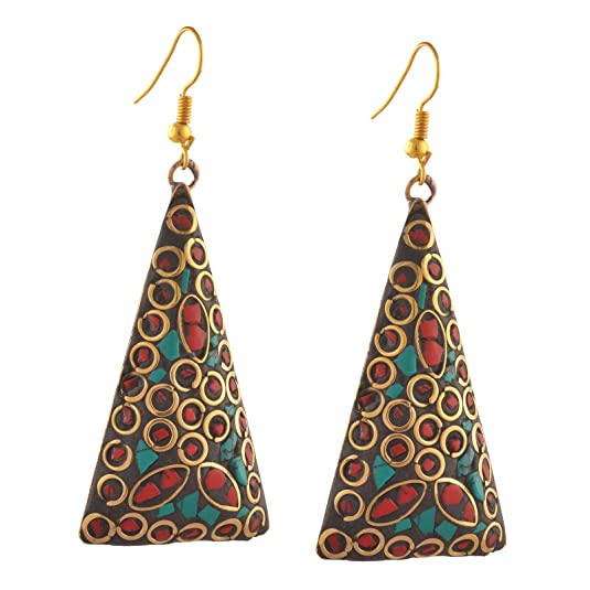 Zephyrr Jewellery Lightweight Tibetan Hook Dangler Earrings for Women and Girls