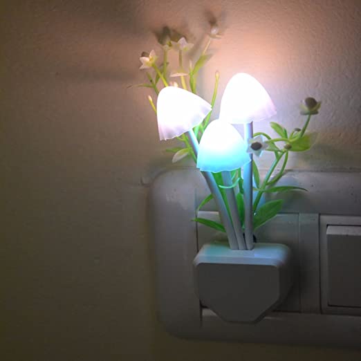 Pindia Multicolor LED Mushroom Lamp Flower Leaf Design Color Changing Night Lamp Home Décor Wall Lamp