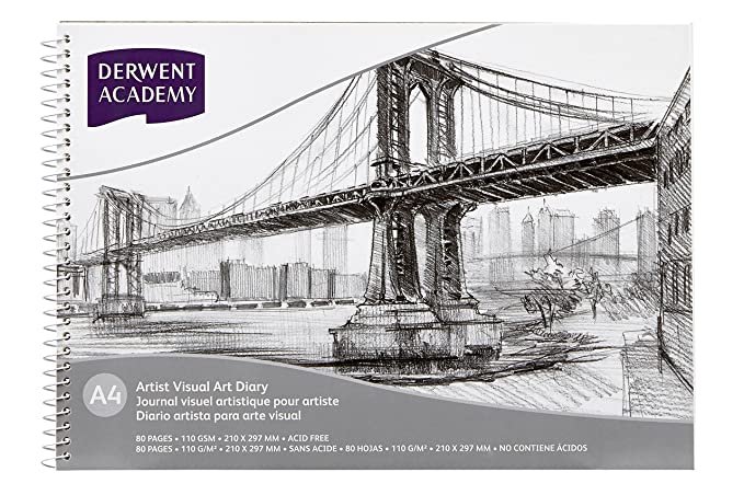 Derwent Academy Visual Art Diary Sketch Pad 80 Pages, 110 GSM (A4 Landscape)