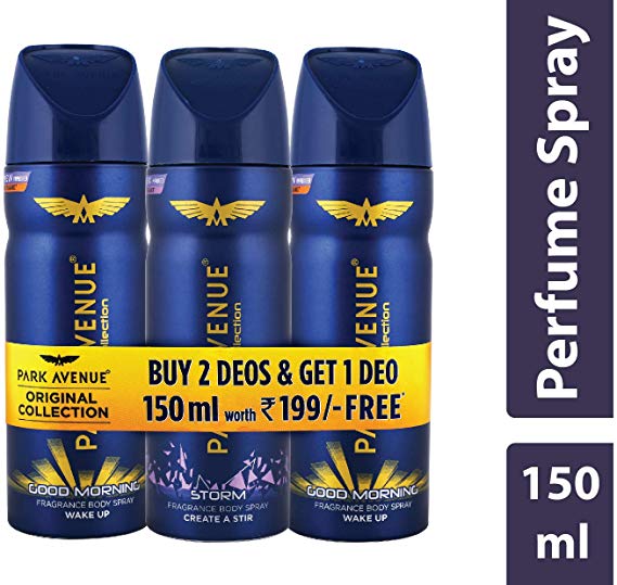 Park Avenue Body Deo, Good Morning, 100ml (Pack of 2) with Free Body Deo, Storm, 100g