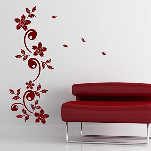 Asian Paints Wall-Ons Maroon Motif Wall Sticker (PVC Vinyl, 0.01 cm x 76.2 cm x 30.48 cm, Maroon)