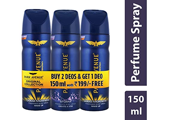 Park Avenue Body Deo, Good Morning, 100/150ml (Pack of 2) with Free Body Deo, Storm, 100/150g (300/450 ml)