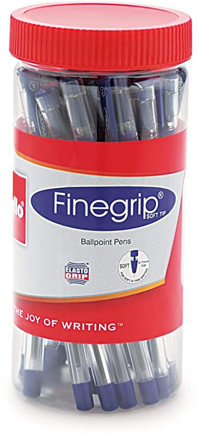 Cello Finegrip Blue Ball Pen - Jar 25 Units | Ball Pens for Smooth Writing | Blue Ball Pens | Ball Pens for School & Office | Ideal for Work from Home | Cello Stationery