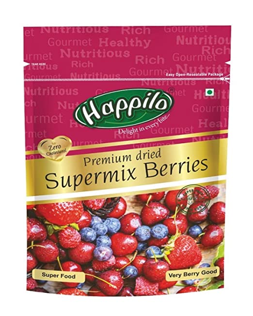 [Apply Coupon] - Happilo Premium Dried Super Mix Berries 35g | Tasty & Healthy Berries | Rich in Antioxidant| Contains Dried Strawberries, Cranberries, Cherry & Raisins Mix | 100% Real Dried Berries