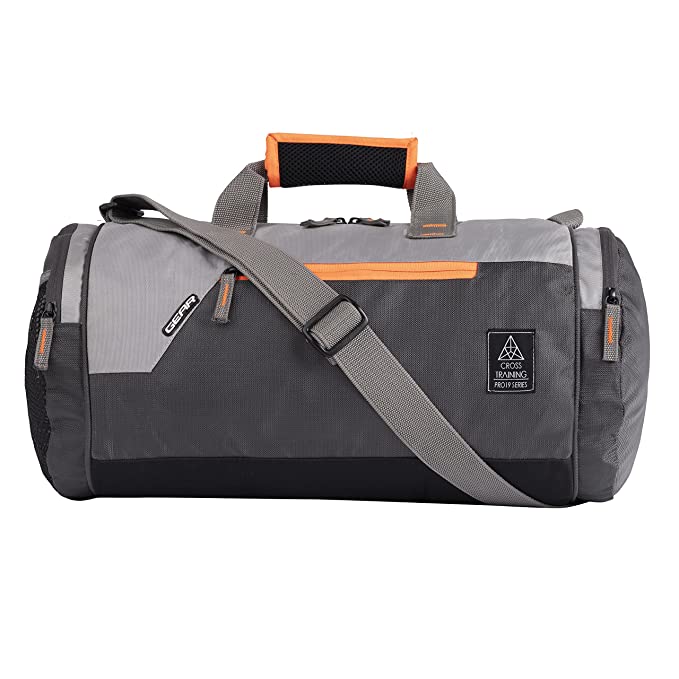Gear Cross Training 22L Water Resistant Travel Duffle Bag/Gym Bag for Men/Women - Grey Orange
