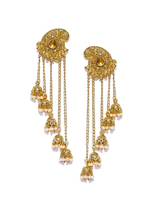 Zaveri Pearls Tassels With Dome-Shaped Jhumki Drops Earring For Women-ZPFK6407