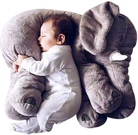 DearJoy Polyester Big Size Fibre Filled Stuffed Animal Elephant Soft Toy For Baby Of Plush Hugging Pillow Soft Toy For Kids Boy Girl Birthday Gift (60 Cm, Grey)