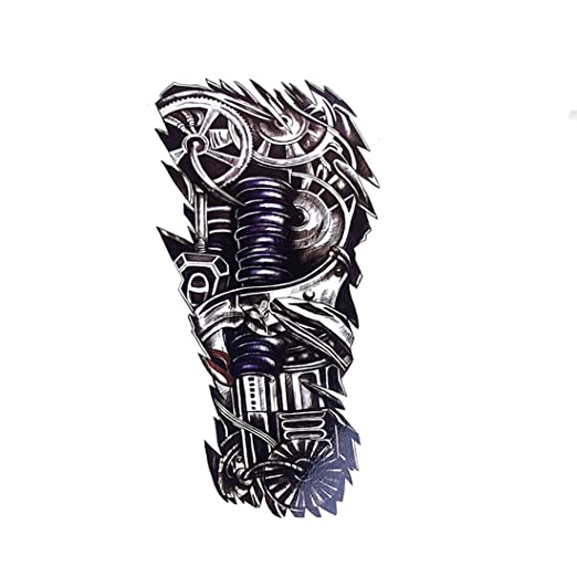 S.A.V.I Temporary Tattoo For Girls Men Women 3D Robot Arm Sticker Size 21x15cm - 1pc. (305), Black, 4 g