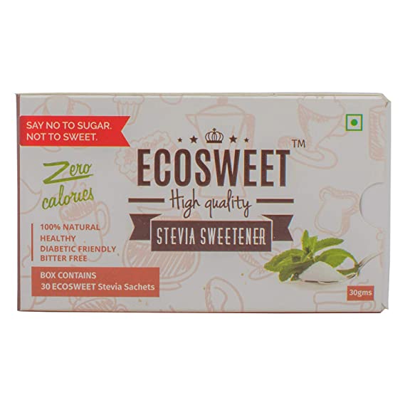 ECOSWEET Stevia Sweetner, 30gm Box (Sugar free|Keto Diet friendly|Zero Calories|Zero Glycemic index|Diabetic Friendly|Vegan)