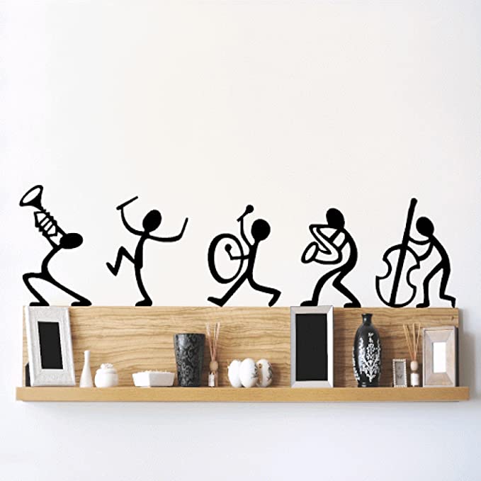 Decals Design 'Musical Instruments Happy Band' Wall Sticker (PVC Vinyl, 30 cm x 45 cm, Black)