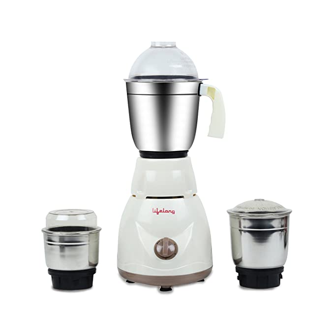 Lifelong Power Pro LLMG02 Mixer Grinder, 500W, 3 Jars (White/Brown)