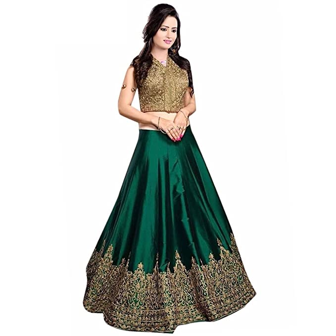 Muta Fashions Women's Cotton Lehenga Choli (GOWN00141_Green_Free)