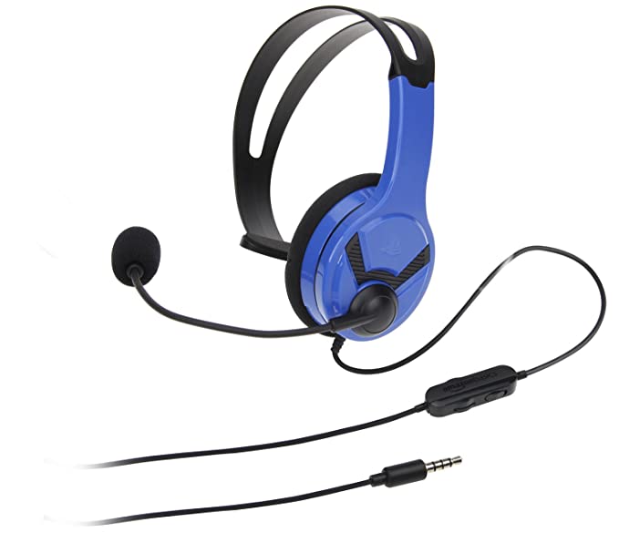 Amazon Basics Mono Chat Wired On Ear Headset for PlayStation 4 (Officially Licensed) - Blue