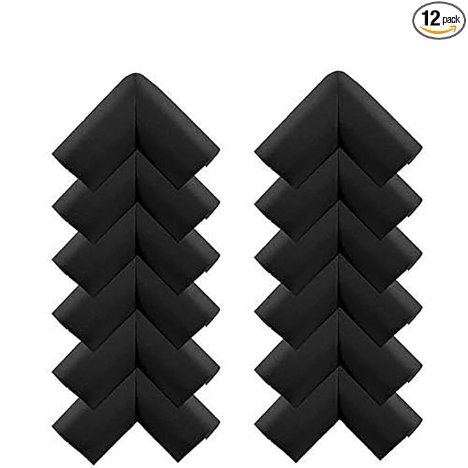 SYGA Pack of 12 Black Corner Edge Guard Protectors Suitable for Table and Desk for Baby Child Infant Kids Safety