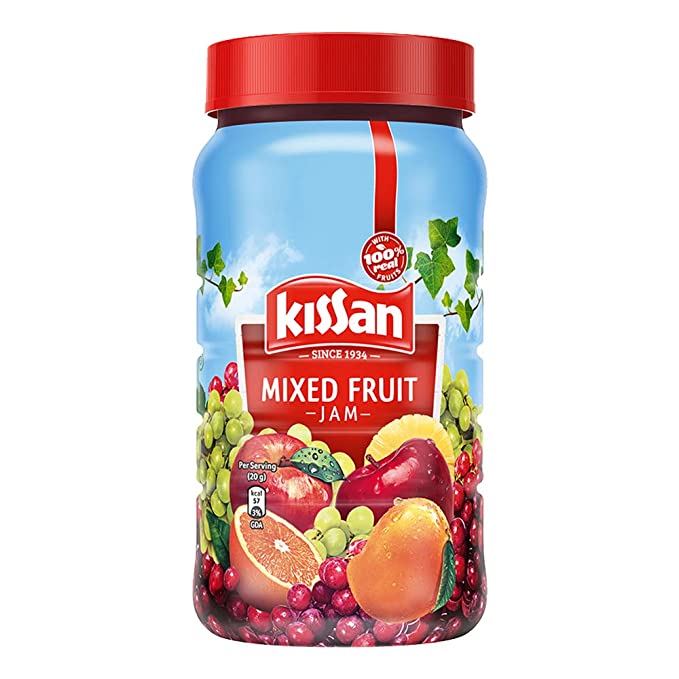 Kissan Mixed Fruit Jam 1 Kg Bottle, With Real Fruit Ingredients
